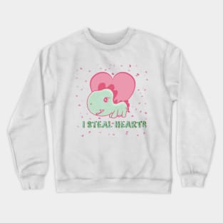 I steal hearts valentines day cute dinosaur Crewneck Sweatshirt